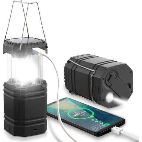 Solar Lamp, Rechargeable Hand Crank, IPX4 Waterproof, 200lm LED, Camping Hiking Emergency (1/5)