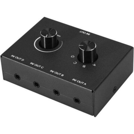 Commutateur Audio 4 Ports, SéLecteur 3,5 Mm, AUX StéRéO, BoîTe de Commutation EntréEs 1 Sortie/1 EntréE Sorties