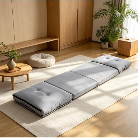 Poltrona da pavimento reclinabile pieghevole in velluto grigio 59 x 69 x 68 cm (1/5)