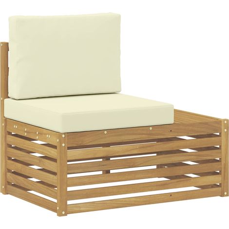 Outdoor End Sofa with Cushion White and Cream 91 x 63 x 73 cm vidaXL