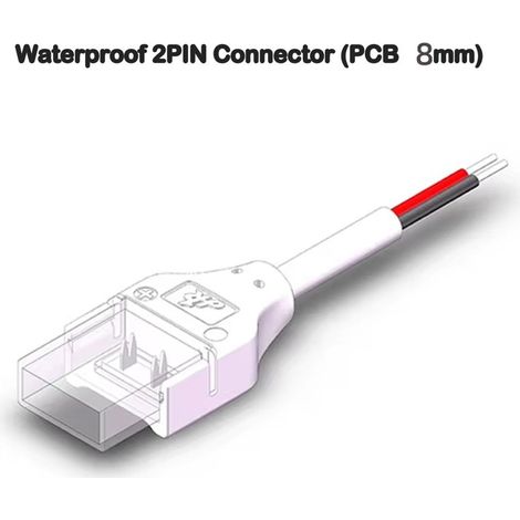 Connettore Impermeabile per LED COB e SMD a 2 pin da Striscia ad Alimentazione  8mm
