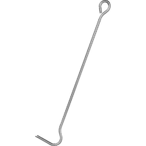Ganci per piastre e fuoco, con occhiello rotondo, larghezza 80 mm, lunghezza 475 mm, in acciaio non verniciato