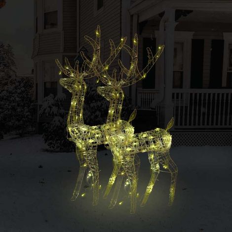 vidaXL Adorno de renos de Navidad acrílico 2 uds blanco cálido 128 cm (1/5)