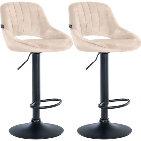 Set da 2 sgabelli da bar Milet in velluto crema Metallo nero opaco