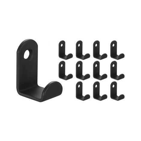 12 Black Wall Mounted Hooks for Coats, Bathroom, Kitchen, Clothes, Towels, Keys, Bags with Screws (1/5)