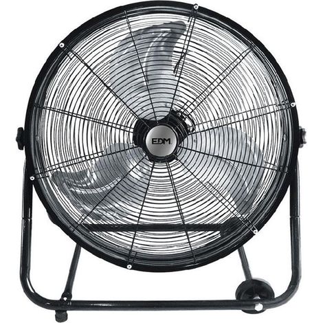 Ventilatore industriale da pavimento con ruote Colore Nero potenza 180w pale ø60x70cm EDM