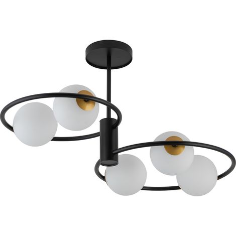 Plafonnier noir moderne Aqua 5 globes verre G9 Sigma (1/3)