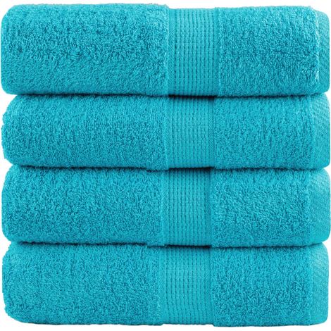 Gants de toilette haut de gamme SOLUND, lot de 4, turquoise, 30x30 cm, 600 g/m²