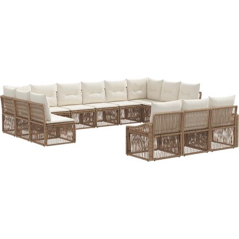 Gartensofa-set 13 pcs Beige Poly-Rattan vidaXL