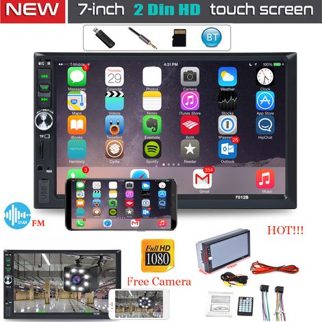 Autoradio 2 Din 7 pouces HD écran tactile avec caméra de recul gratuite, lien miroir double support Android et iOS (1/5)