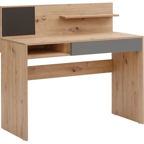 MagnetBureau avec 1 tiroir en effet chêne anthracite (1/5)