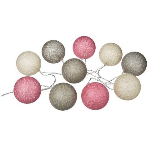 Bola de guirnalda luminosa 10pcs Baterías pastel 6 cm rosa (1/3)