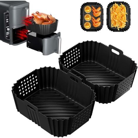 2 Paquet Moule Silicone Air Fryer pour Ninja Double Stack XL Friteuse Sans Huile SL401, Moule Accessoires Airfryer pour Foodi Max Dual Zone 9.5l AF400EU AF300EU 7.5L, Plat Pour Cuisine