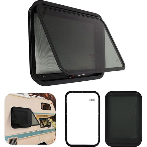 Sortie de Secours Fenetre Camping Car avec Anneaux de Finition 15° À Pousser Fenetre van Aménagé Vitrage Trempé Fenêtre Camping Car Fenêtre Pour Camping-Cars, Caravane (800 x 500mm) (1/5)