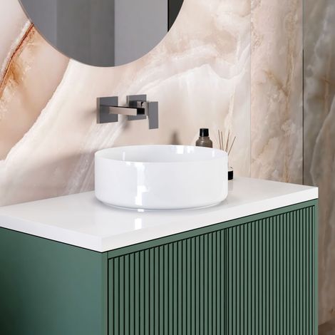 Lavabo da appoggio in ceramica bianca modello lumen 36 36x36x12 cm BARBOTTINA