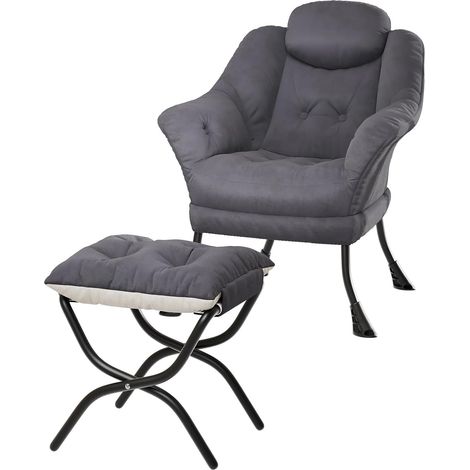 Fauteuil Relax en Fausse Fourrure avec Repose-pieds - Chaise de Salon Compacte avec Poche Latérale - Beige (1/5)