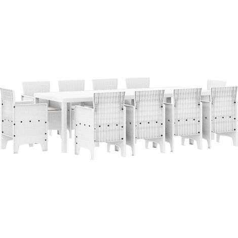 Maison Exclusive - Set da Pranzo per Giardino 11 pz Bianco Polipropilene (1/5)
