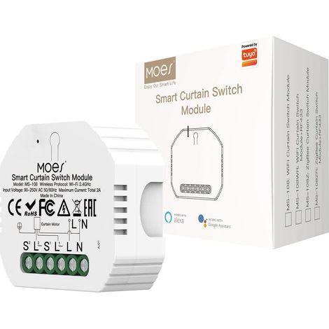 MOES WiFi Mini modulo per tende e tapparelle oscuranti, per sistemi con motorino elettrico, compatibile con Smart Life/Tuya app, Alexa e Google Home (1/5)