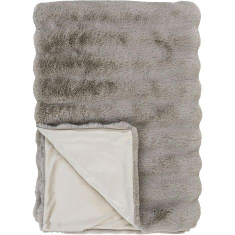 Plaid fausse fourrure gris clair - esprit cocooning FALLON (1/3)