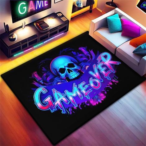 1 Tapis Sol Gamer 3D Ciel Étoilé, Flanelle Douce Antidérapante, Déco Chambre Enfant Salon, Gris 160x230cm (1/5)
