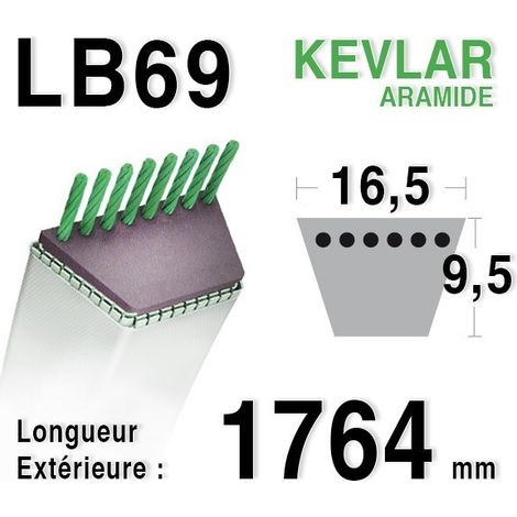 Courroie Lisse Trapézoïdale Série Lb (section 16,5x9,5mm) Longueur Ext: 69. (1/2)