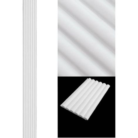 TrAdE Shop Traesio - Pannello Decorativo 3d In Ps Bianco Effetto Doghe 12x120x2900mm Parete - (1/4)
