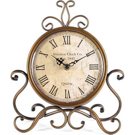 Retro-Tischuhr mit leiser römischer Uhr für Wohnzimmer, Schlafzimmer, Büro (Kupfer) (1/4)