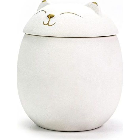 Urne pour chat et chien, une urne pour animaux de compagnie avec un motif de chat souriant, urne pour chat, pour conserver les cendres de votre animal de compagnie bien-aimé (7,58 cm, blanc). (1/5)