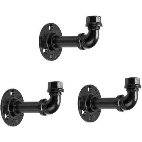 3 Stück Wandhaken aus Eisen im Wasserrohr-Design, Retro-Industrie-Stil, Schwarz, Dekoration für Küche, Schlafzimmer, Badezimmer, Geschäft usw. (1/5)