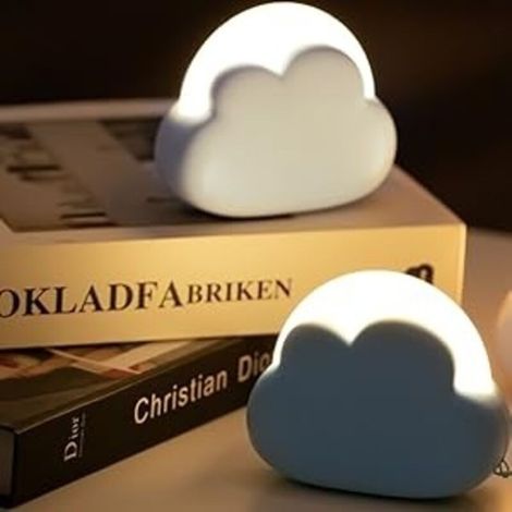 Cloud night light for the bedroom, cute bedside lamp for children, portable, USB rechargeable, yellow and white light, kawaii room decoration, birthday gift (white)