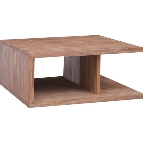 Table basse carrée teck massif foncé Yfona (1/5)