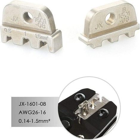 Mâchoires 26–16 AWG 0,14–1,5 mm² Mâchoire à sertir isolée pour pince à sertir (1/4)
