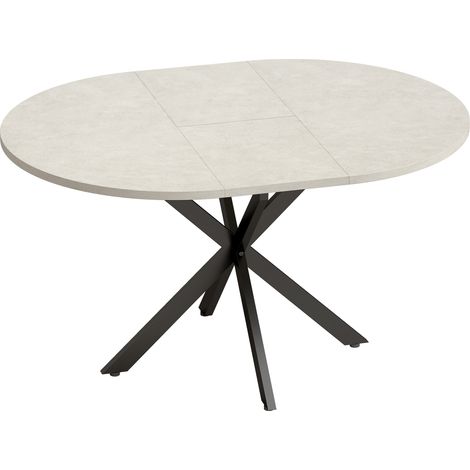 Table à manger extensible ovale pour 4 à 6 personnes - 100-135 cm, effet pierre grise - Table de cuisine avec rallonge - Pour salle à manger, famille - Design moderne et pratique (1/5)