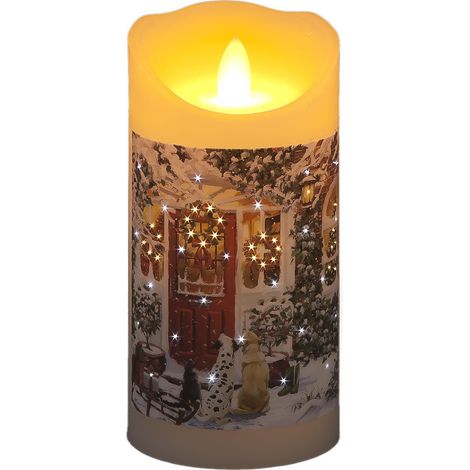 15cm Winter Dogs And Red Door Candle Christmas LED Light Up Decor False Light (1/4)
