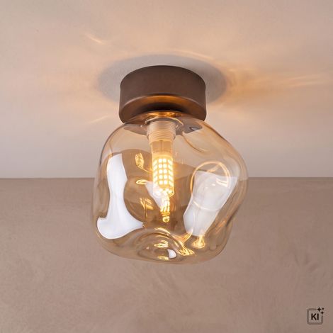 Deckenleuchte Braun Cognac Metall Glas G9 L: 17 cm Deckenlampe (1/5)