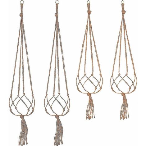 4-teiliges Set Makramee-Pflanztopfhalter zum Aufhängen, 2 Stück 105 cm und 2 Stück 90 cm