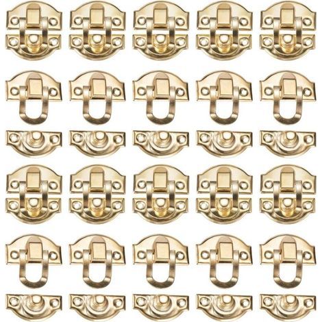 20 Pieces Hasp Latch Closure with Screws Antique Decorative Hasp Jewelry Wooden Box Hasp Latch for Wooden Box Suitcase Gift Boxes - Gold