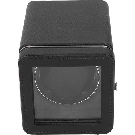 Remontoir de montre individuel à rotation automatique, 4 modes, revêtement en cuir texturé avec éclairage LED, moteur ultra-silencieux, adaptateur USB-C, noir W150A (1/5)