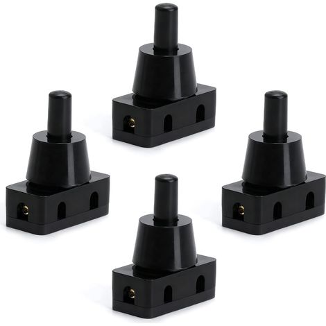 4pcs interrupteurs à bouton-poussoir 250V 10A IP20 pressostat intégré mini-pressostat avec écrou encastrable 1 pôle pour lampes de table appareils électroménagers meubles noir (1/5)
