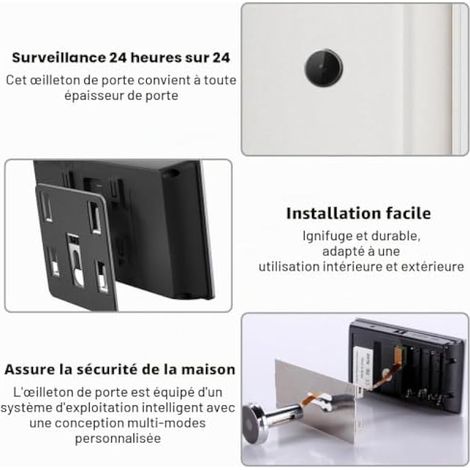 Judas Numérique électronique, écran LCD 3,5 Pouces Judas Numérique pour Porte 170 Degrés Sonnette Visuelle électronique Yeux de Chat pour Surveillance de la Porte, Sans Vision Nocturne (1/3)