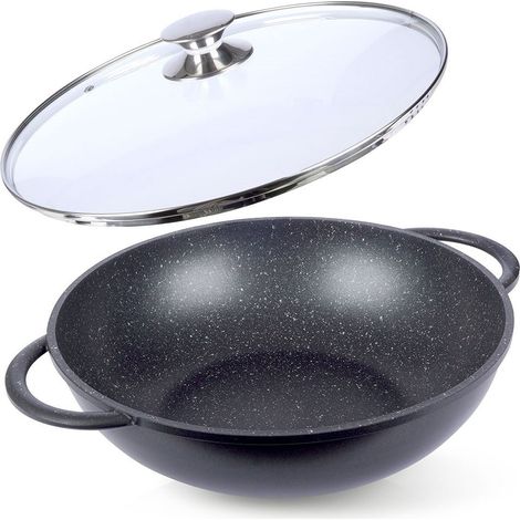 Wok con Granito Pfluon. Perfecto para todas las estufas y apto para lavavajillas.