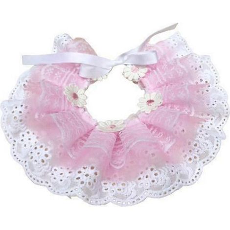 1 x Collier en dentelle pour chats et chiens — Accessoire mignon style princesse pour fêtes d'anniversaire (Taille M) Rose (1/5)