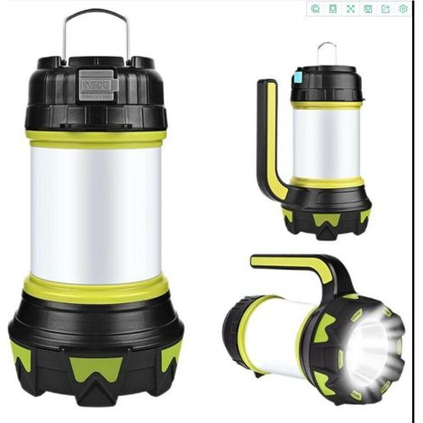 royaluxe -Lanterne LED Rechargeable,USB Rechargeable LED Camping Lantern Lampe Torche 360° Eclairage 6 Modes, IP65 Etanche Portable Suspendue, pour Camping, Bricolage, Secours, Garage, Cave, etc (1/5)