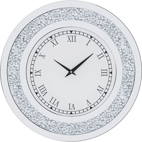 Horloge Murale, Design en Cristal Élégant, Parfaite pour une Décoration Moderne, Argent, 60cm (24inch) (1/2)