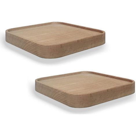 Lot de 2 Étagères Murales Carrées Bois Hêtre 15cm Fixation Invisible Déco Salon Cuisine (1/5)
