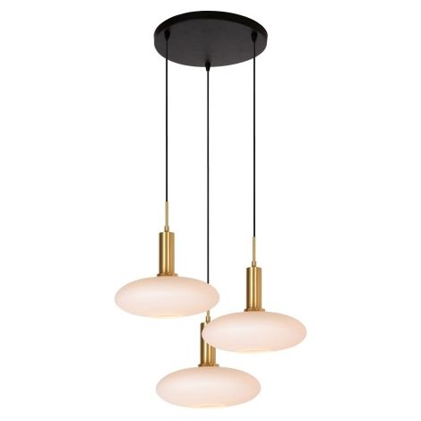 Lampe pendante de conception Singala Or rond à trois lumières avec blanc - 25413/13/02