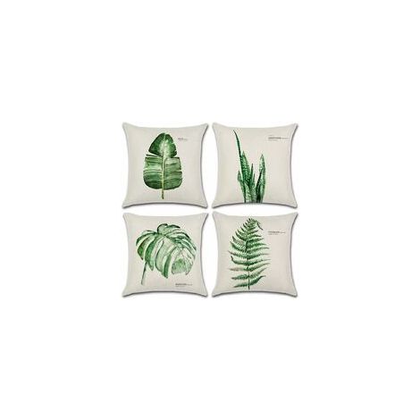 Extérieur Housse De Coussin, Lot De 4 Imperméable Feuille Verte Motif Canapé Taie D'oreiller Pour Patio Jardin Salon Chambre Décoration, 45x45cm -A (1/5)