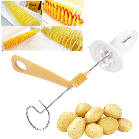 1 praktischer Spiral-Kartoffelschneider aus Edelstahl, Werkzeug zur Herstellung von Pommes frites. (1/5)
