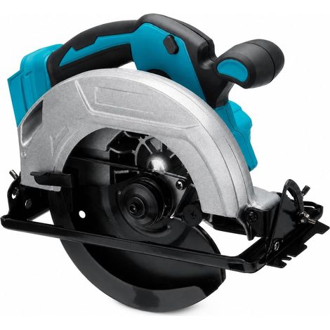 Scie circulaire sans fil de 180 mm avec 2 batteries de 3000 mAh et chargeur, coupe d'onglet de 0 à 45 °, lame TCT pour bois, plaques et projets de bricolage (1/5)