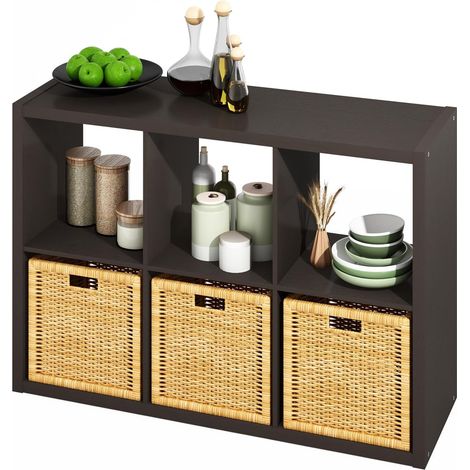 Îlot de Cuisine, Bar à café 6 Cubes, Rangement de Cuisine, Étagère de Boulanger, pour Organisateurs de Garde-Manger et Rangement, Organisation de Cuisine, Chêne foncé (1/5)